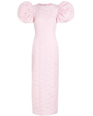 ROTATE SUNDAY Puffy Floral-Jacquard Midi Dress - Pink