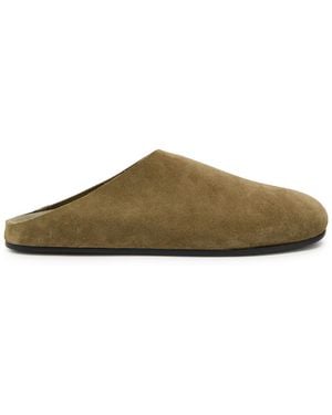 The Row Hudson Suede Sliders - Green