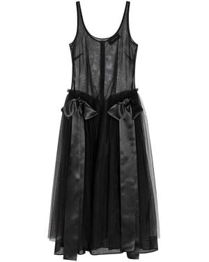 Simone Rocha Bow-Appliquéd Tulle Midi Dress - Black