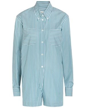 Dries Van Noten Perris Striped Cotton Jumpsuit - Blue