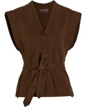 Lemaire Chasuble Belted Cotton-Twill Top - Brown