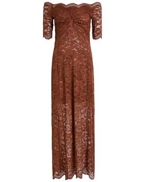 Rabanne Floral Stretch-Guipure Lace Midi Dress - Brown