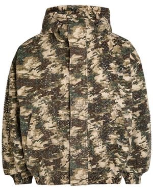 Chew Forever Roach Camo Studded Hooded Parka Jacket - Multicolor