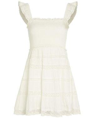 LoveShackFancy Colbera Lace-Trim Cotton Mini Dress - Natural