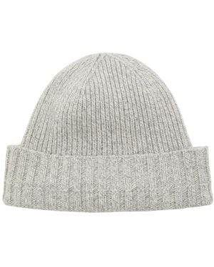 John Smedley Elke Ribbed Cashmere And Wool-Blend Beanie - Grey