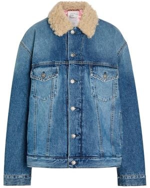 Acne Studios Quilted Faux Shearling And Denim Jacket - Blue