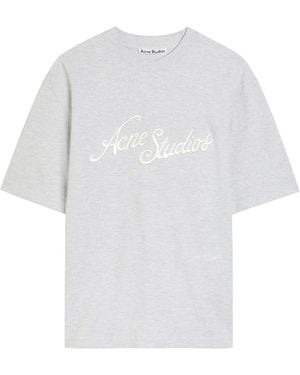 Acne Studios Logo-Embroidered Piqué Cotton T-Shirt - White