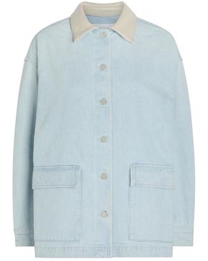 Agolde X Maria Mcmanus Leather-Trim Denim Jacket - Blue