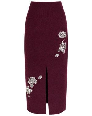 Erdem Embellished Knitted Midi Skirt - Purple