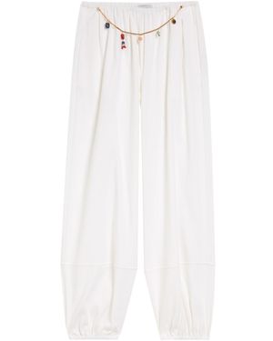 Stella McCartney Embellished-Chain Balloon-Leg Cotton Trousers - White