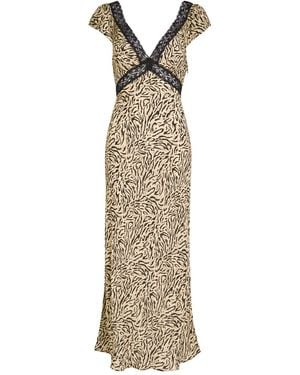 RIXO London Iggy-Print Crepe De Chine Midi Dress - Metallic