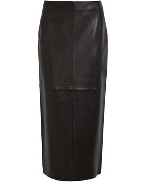 Nour Hammour Selly Suede Midi Skirt - Black