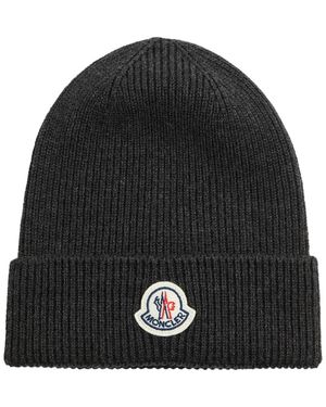 Moncler Logo Wool Beanie - Black