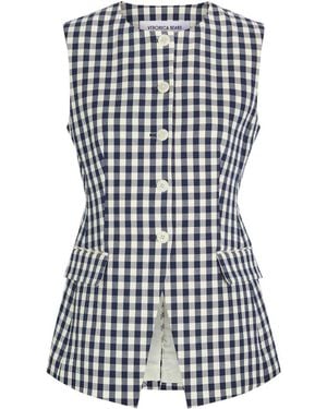Veronica Beard Lois Gingham Seersucker Vest - Blue