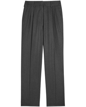 Blazé Milano Fox Pleated Wool Pants - Gray
