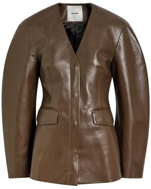 Nanushka Erina Darted Faux Leather Jacket - Brown
