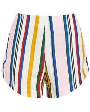 Cala De La Cruz Bahamas Striped Linen Shorts - White