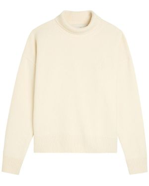 Ami Paris Roll-Neck Wool And Cashmere-Blend Sweater - Natural