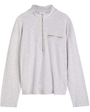 MKI Miyuki-Zoku Logo-Embroidered Terry Half-Zip Sweatshirt - Grey