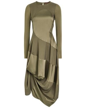 High Placid Gathered Stretch-Jersey Midi Dress - Green
