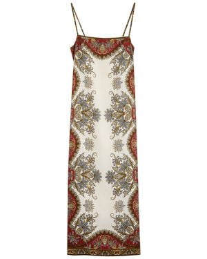 Veronica Beard Petra Paisley-Print Linen Midi Dress - Natural