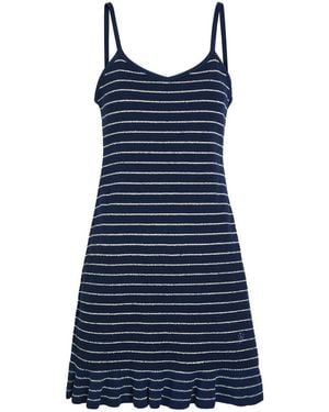 JW Anderson Logo-Embroidered Striped Terry Mini Dress - Blue