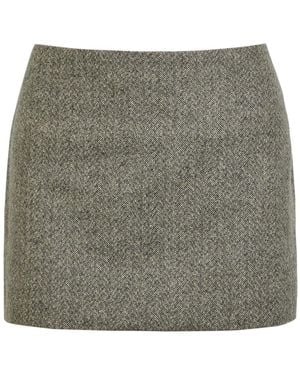 Reformation Carla Herringbone Tweed Mini Skirt - Grey