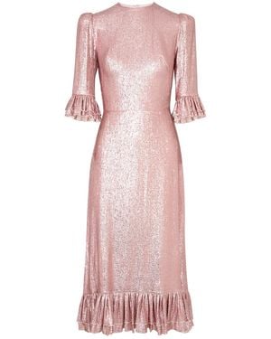The Vampire's Wife The Falconetti Lamé Wool-blend Midi Dress - Pink