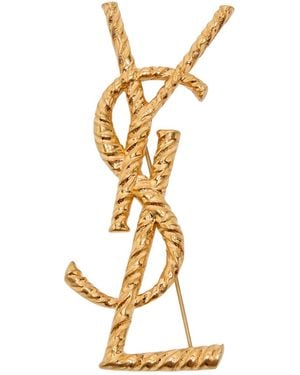 Saint Laurent Twisted Texture Metal Brooch - Metallic