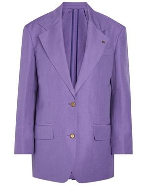 Versace Wool And Linen-Blend Blazer - Purple