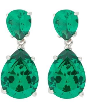 CZ by Kenneth Jay Lane Crystal-Embellished Rhodium-Plated Drop Earrings - Green