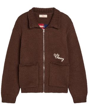 CHERRY LA 1 Star Embroidered Cotton-Knit Jacket - Brown