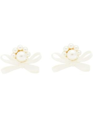 Simone Rocha Petite Bow Crystal-Embellished Stud Earrings - White