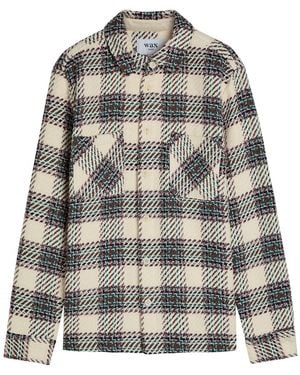 Wax London Whiting Checked Cotton-Blend Overshirt - Grey