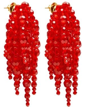 Simone Rocha Cascading Chandelier Beaded Drop Earrings - Red