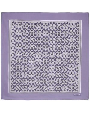 COACH Logo-print Silk Scarf - Purple
