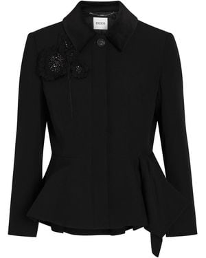 Erdem Floral-Embellished Wool Jacket - Black