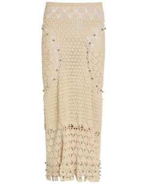 Rabanne Bead-Embellished Crochet Cotton Midi Skirt - Natural