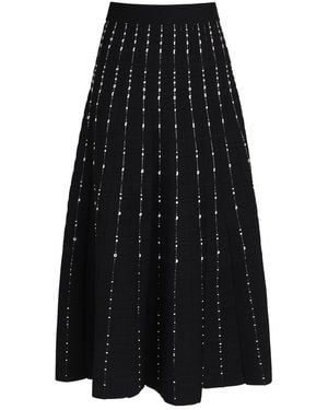 JOSEPH Stripe-Embroidered Knit Maxi Skirt - Black