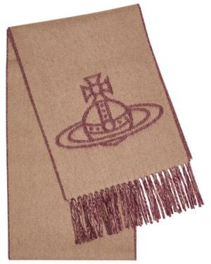 Vivienne Westwood Orb-Intarsia Wool Scarf - Natural