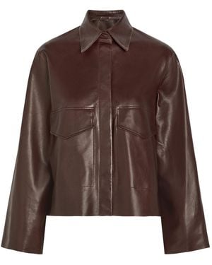Nour Hammour Darcy Boxy Leather Jacket - Brown