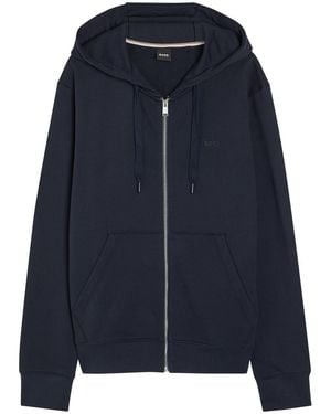 BOSS Spence Hooded Cotton Sweatshirt - Blue