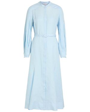 Gabriela Hearst Lydia Belted Linen Midi Shirt Dress - Blue