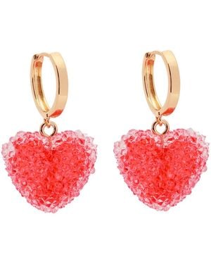 Crystal Haze Jewelry Jelly Heart 18Kt-Plated Hoop Earrings - Red