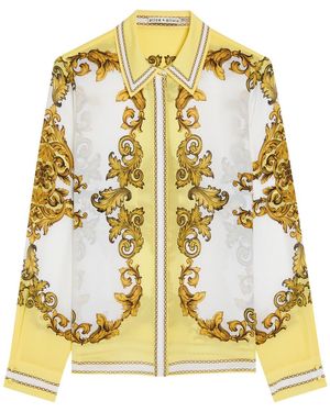 Alice + Olivia Willa Printed Silk-Chiffon Shirt - Metallic