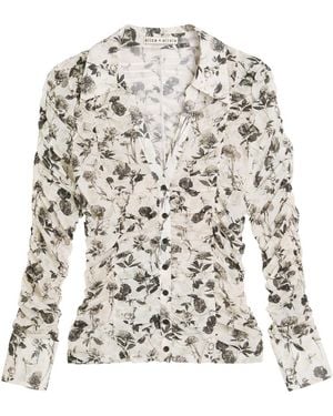 Alice + Olivia Portia Ruched Mesh Top - Natural