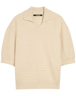 Jacquemus Le Polo Maille Striped Cotton-Blend Polo Shirt - Natural