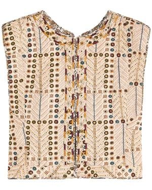 Isabel Marant Cerza Printed Cotton Top - Natural
