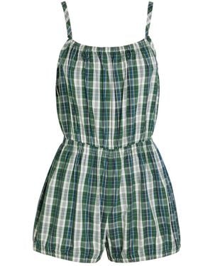 Suzie Kondi Dassia Checked Cotton-Poplin Romper - Green