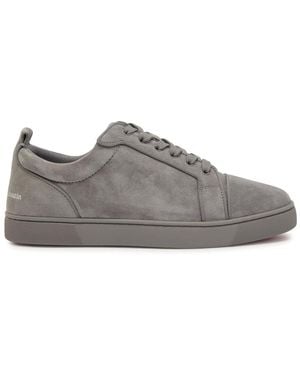 Christian Louboutin Louis Jr Canopy Panelled Velour Trainers - Grey